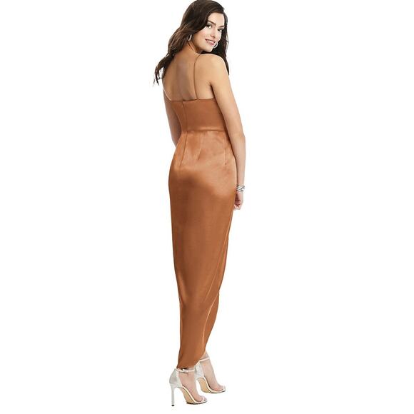 AFTER SIX 6828 Toffee Stretch Charmeuse Draped Midi Dress Size 0R NWT Bridesmaid - Picture 8 of 8